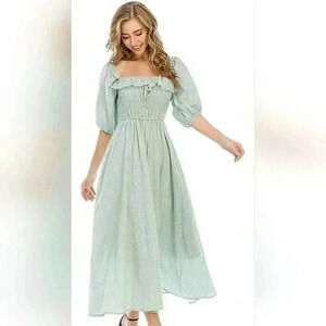 R. Vivimos Womens Size L 12/14 Summer Half Sleeve Cotton Ruffled Dress